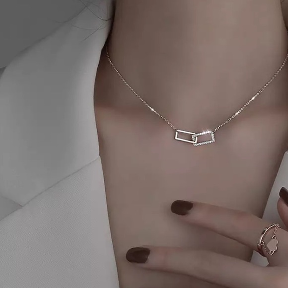 S925 Sterling Silver CZ Diamond Link Necklace - Picture 2 of 4